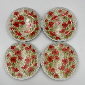 Neiman Marcus Fitz and Floyd Poppy Flower Dessert Lunch Plates 7.5" D Set of 4
